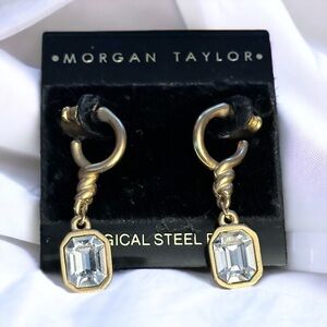 Morgan Taylor twisted hoop dangle stone earrings